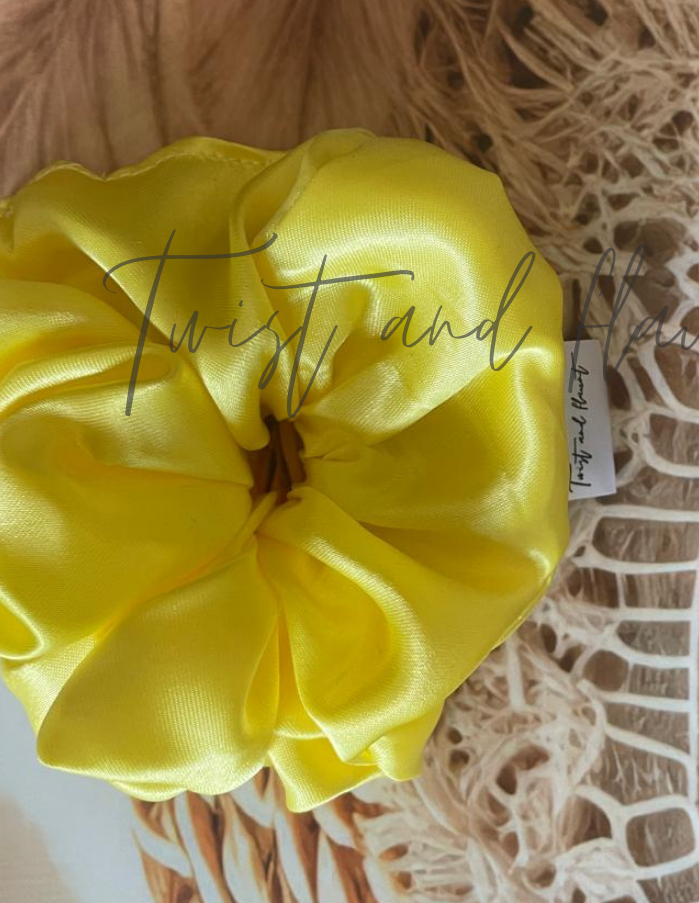 Khaki Yellow Simply Satin Scrunchie