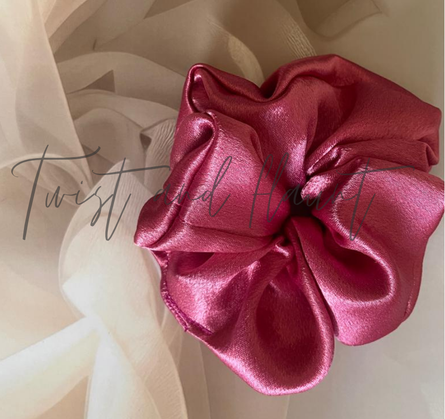 Metalic Dark Pink Simply Satin Scrunchie
