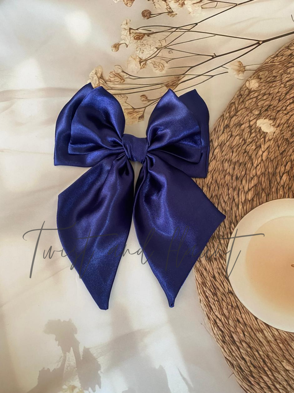 Midnight Blue Double Layer Bow Clips