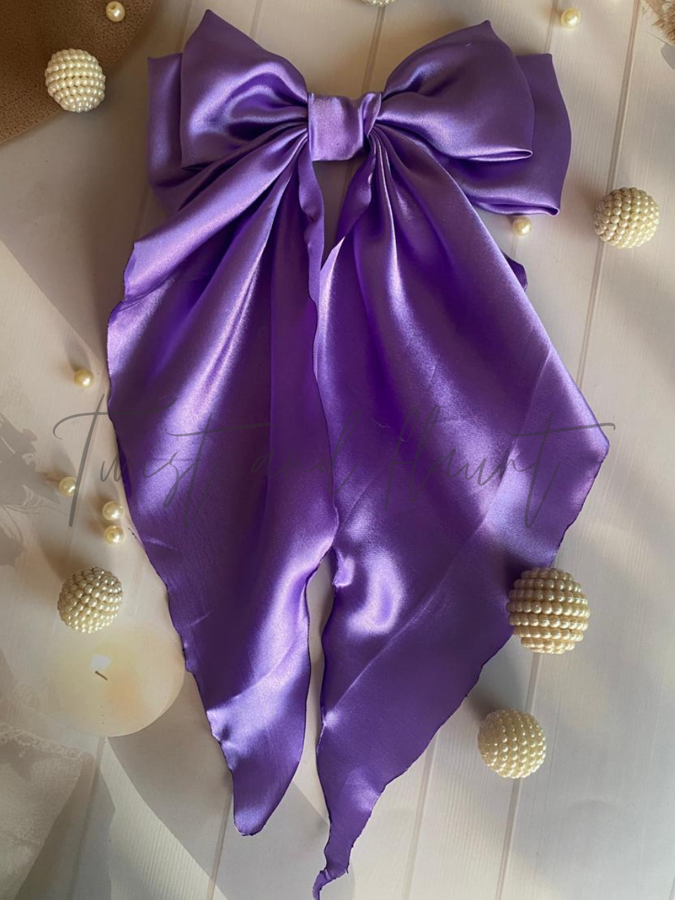 Regal Violet Simply Satin Long Bow Tail Clip