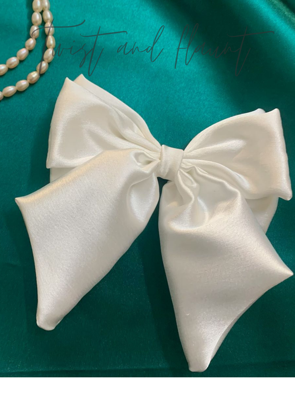 Snow White Simply Satin Doube Layer Bow Clip
