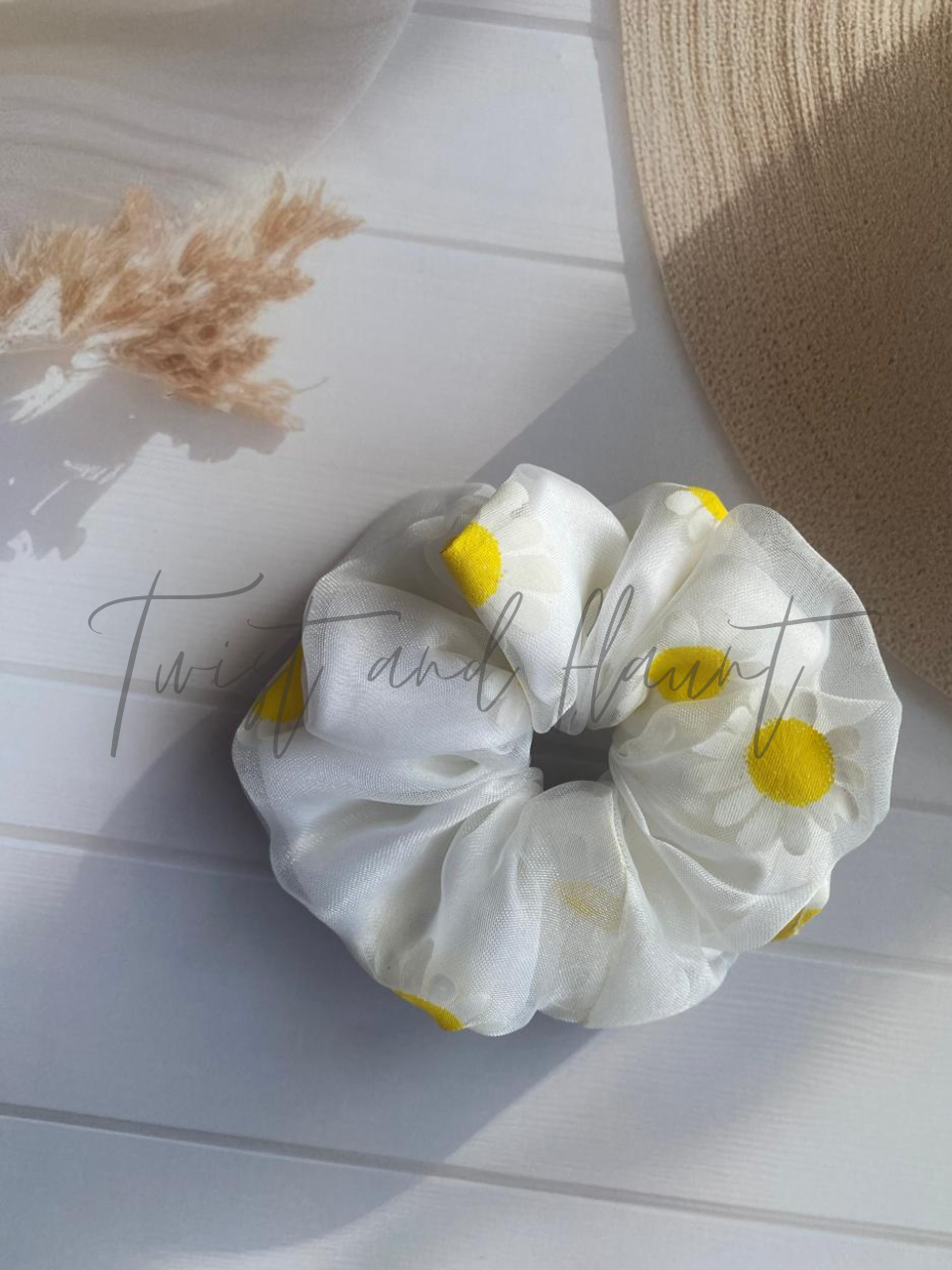 White Organza Double Layer Scrunchie