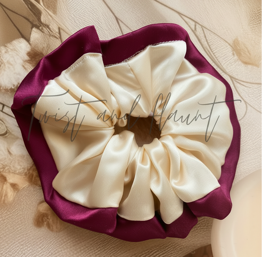 Wine & Ivory Simply Satin Scrunchies