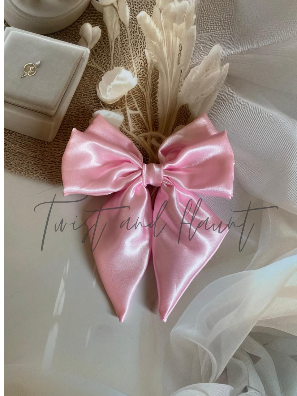 Baby Pink Simply Satin Double Layer Bow Clips.