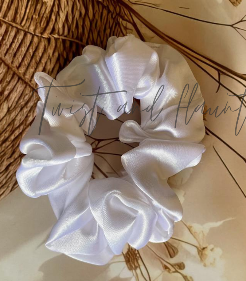 Bright White Simply Satin Scrunchie