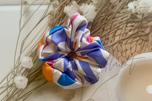 Candy Pattern Print Satin Scrunchie.