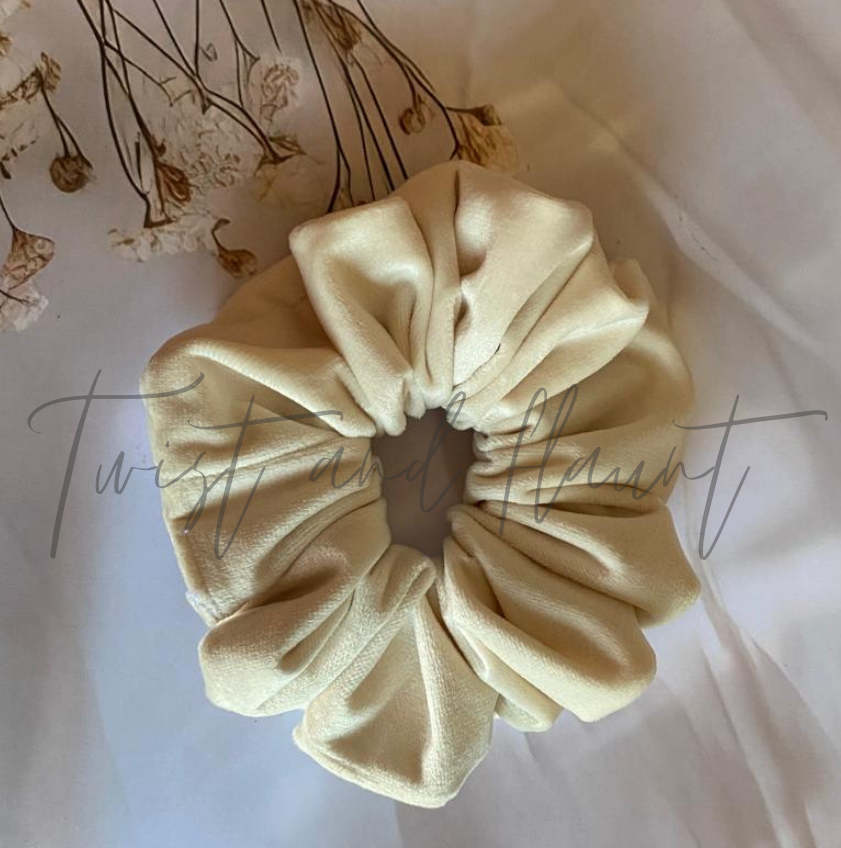 Creamy White Velvet Scrunchie