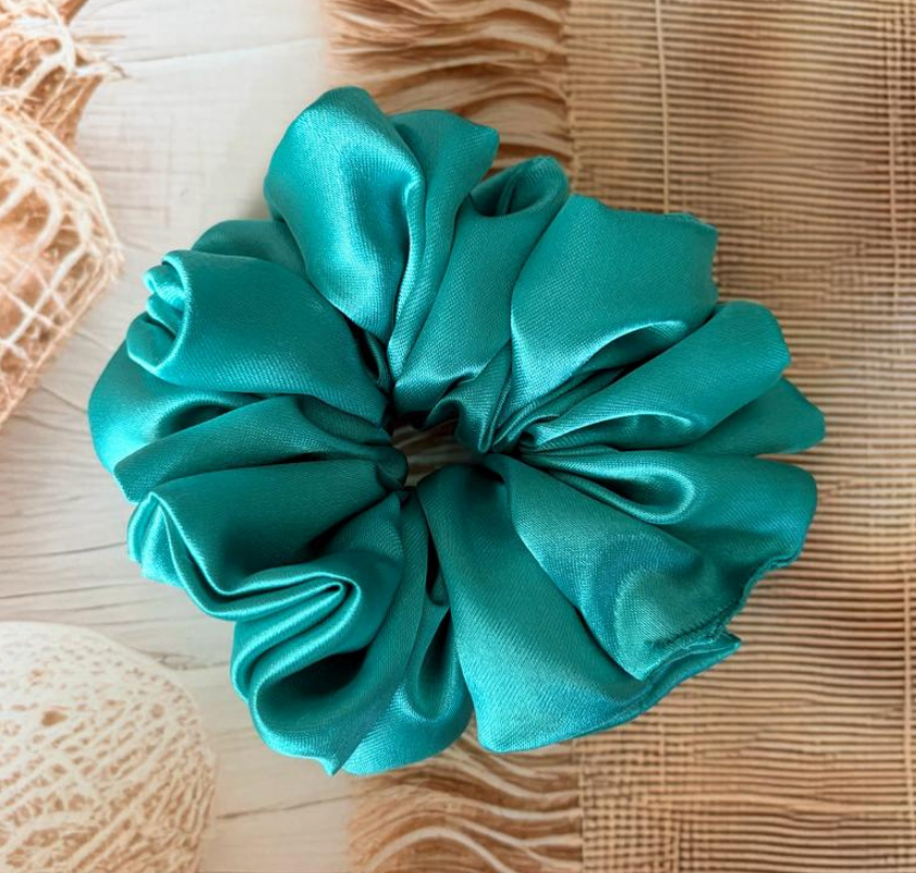 Cyan Simply Satin Scrunchies