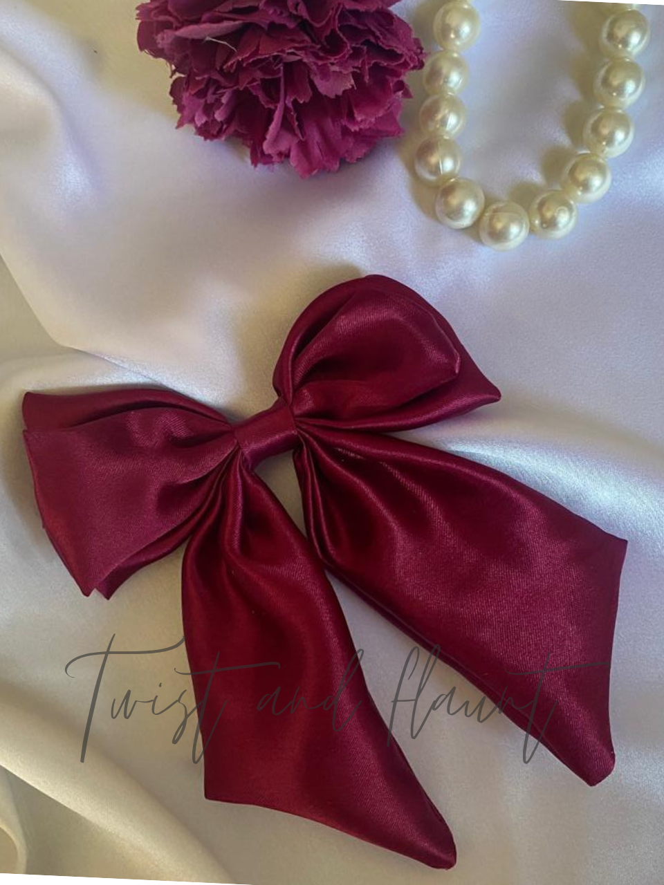 Dark Magenta Purple Double Layer Bow Clip