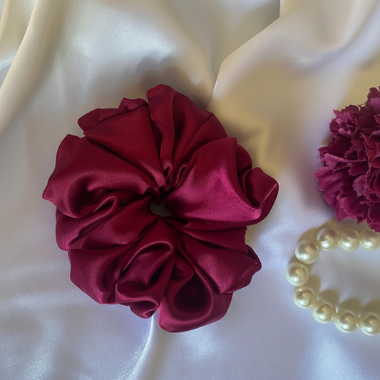 Dark Magenta Purple Simply Satin Scrunchie