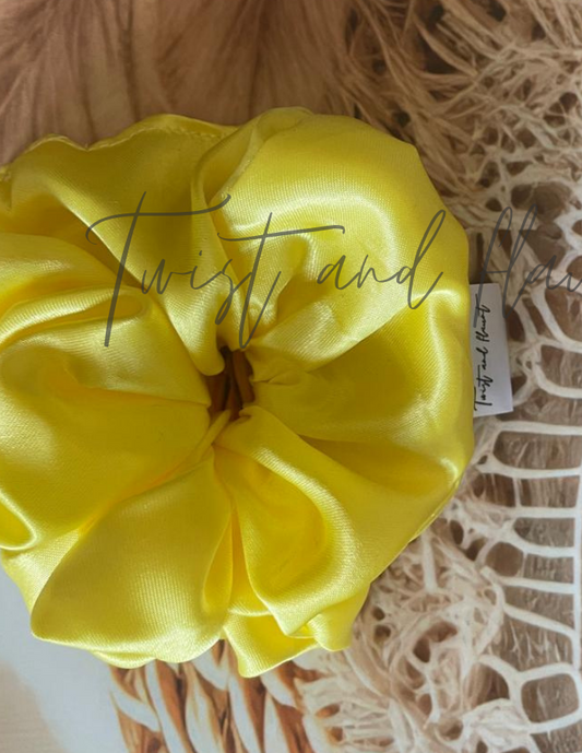 Khaki Yellow Simply Satin Scrunchie