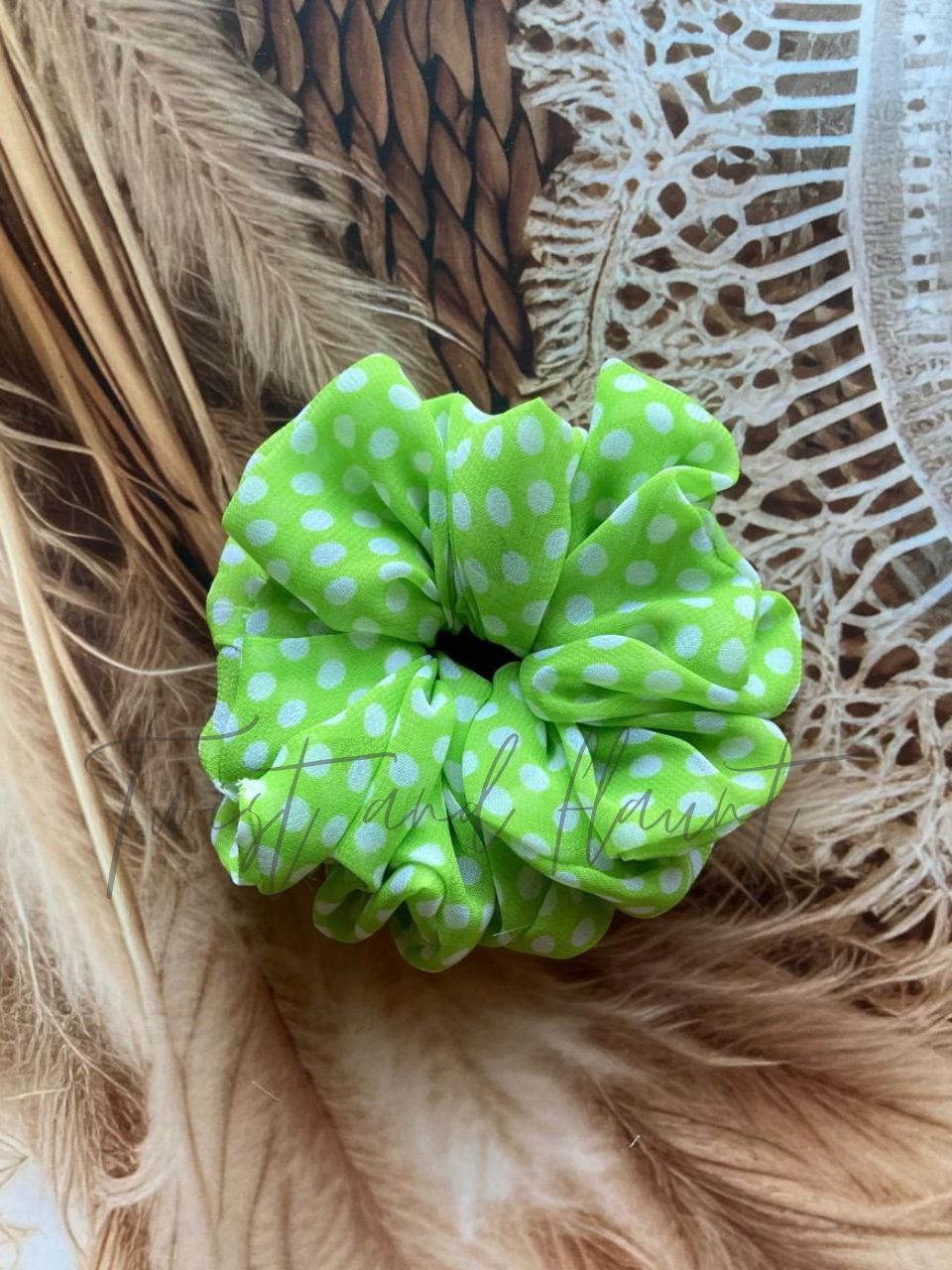 Lime Blossom Georgette Scrunchies