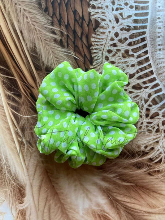 Lime Blossom Georgette Scrunchies