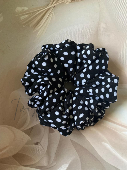 Midnight Dots Georgette Scrunchies