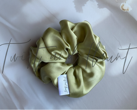 Olive Green Simply Satin Scrunchie