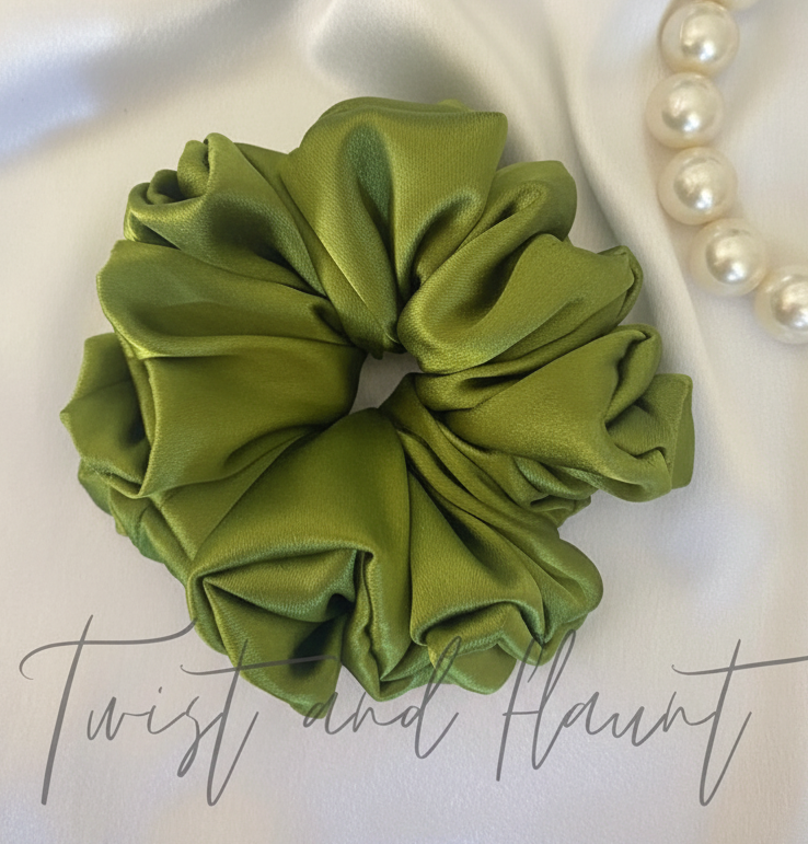 Pickle Green Simply Satin Scrunchie