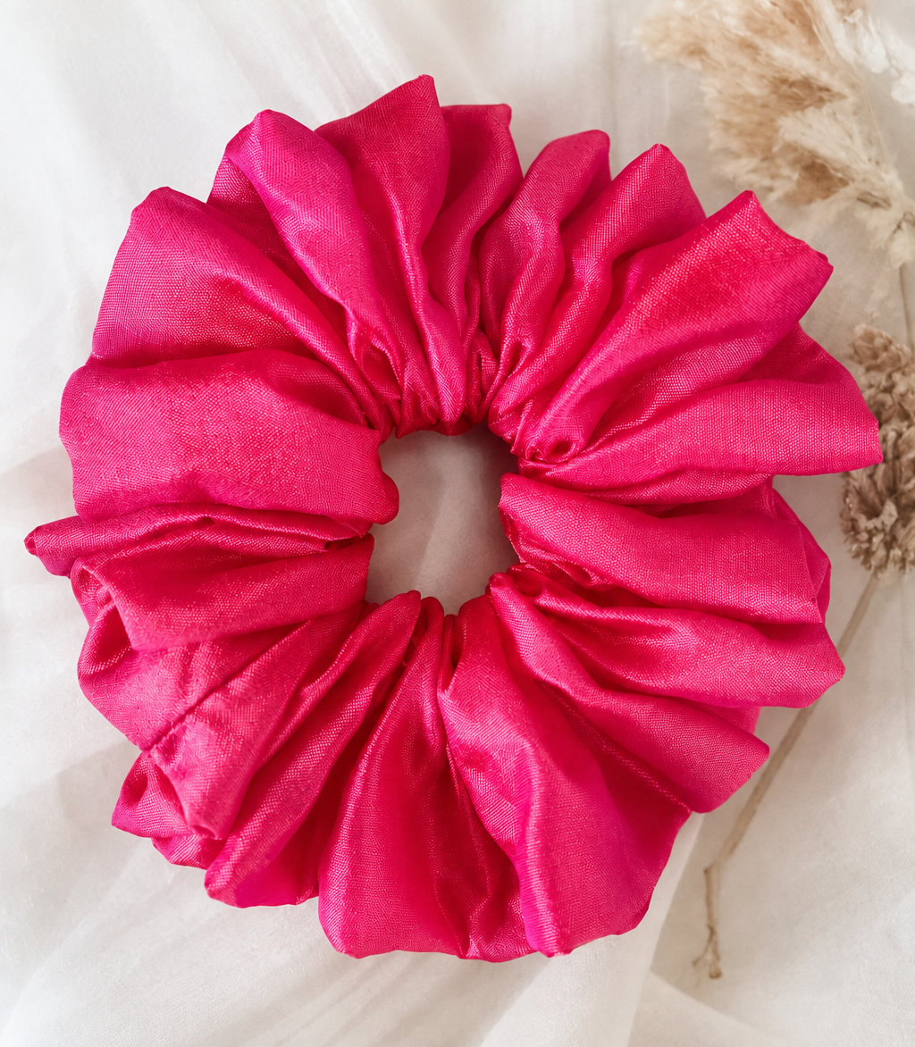 Pure Mulberry Silk Fuchsia Dual Shade Scrunchie.