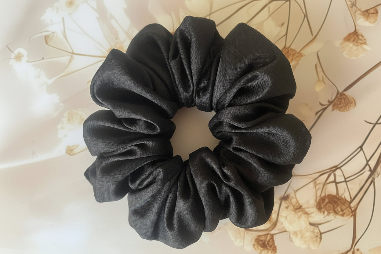 Pure Mulberry Silk Black Scrunchie