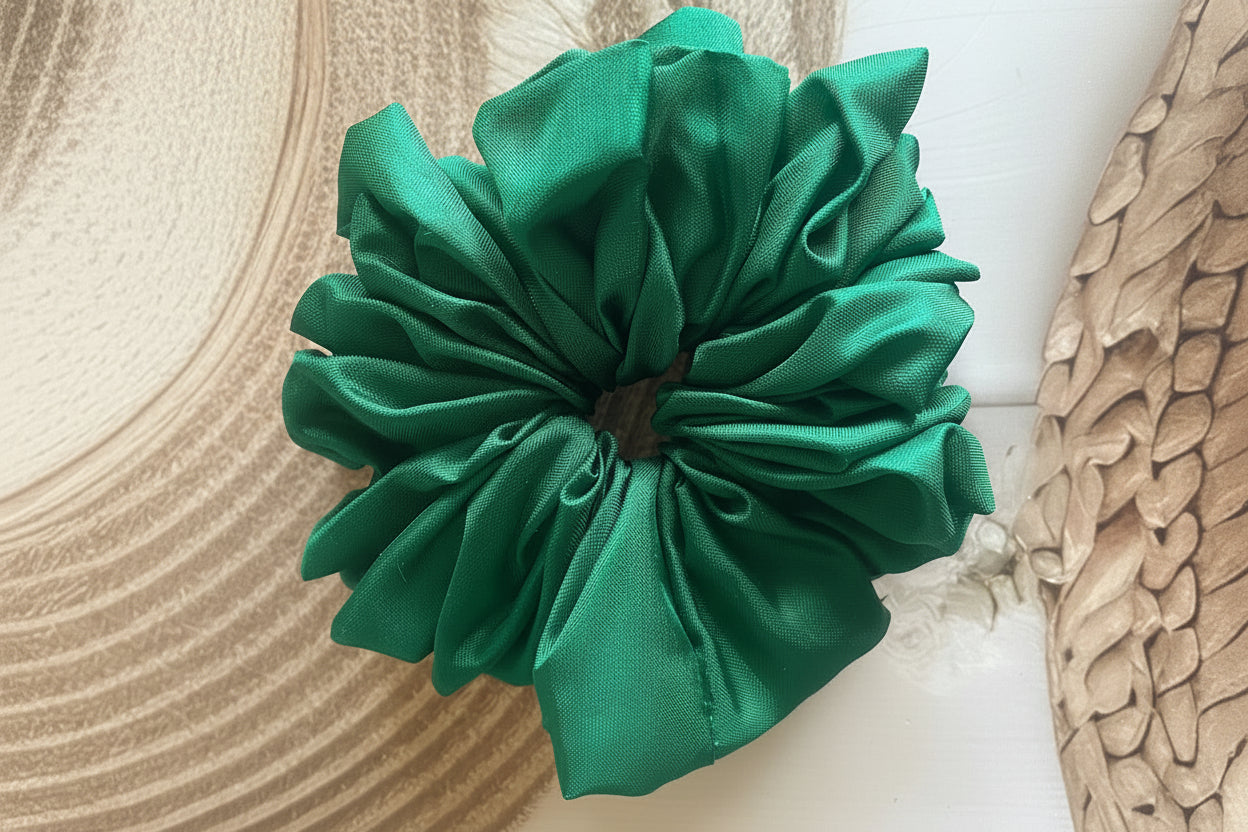 Pure Mulberry Silk Emerald Green Scrunchie