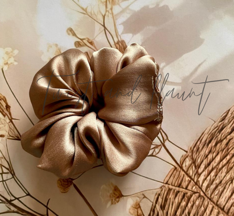 Shiny Beige Simply Satin Scrunchie