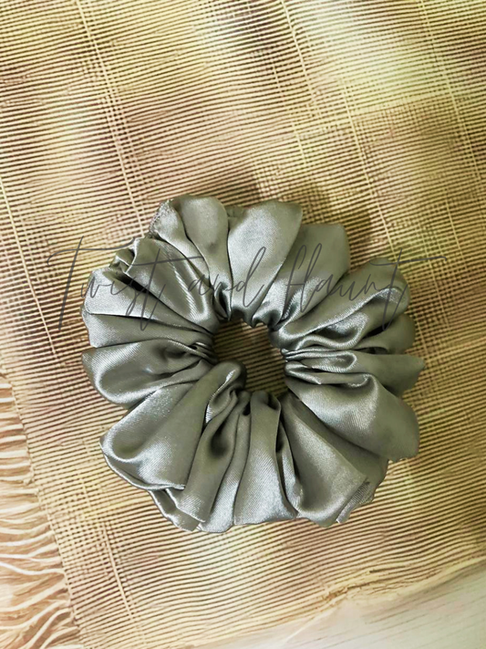 Silver Gray Simply Satin Scrunchie