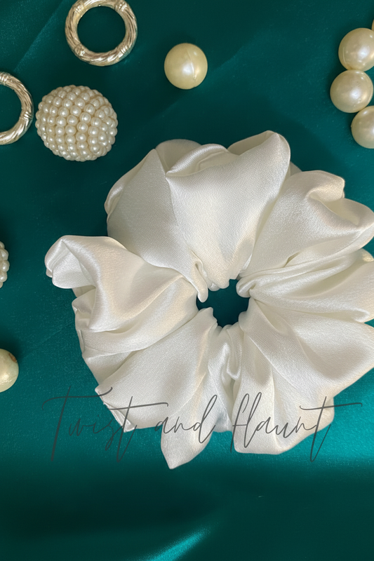 Snow White Simply Satin Scrunchie