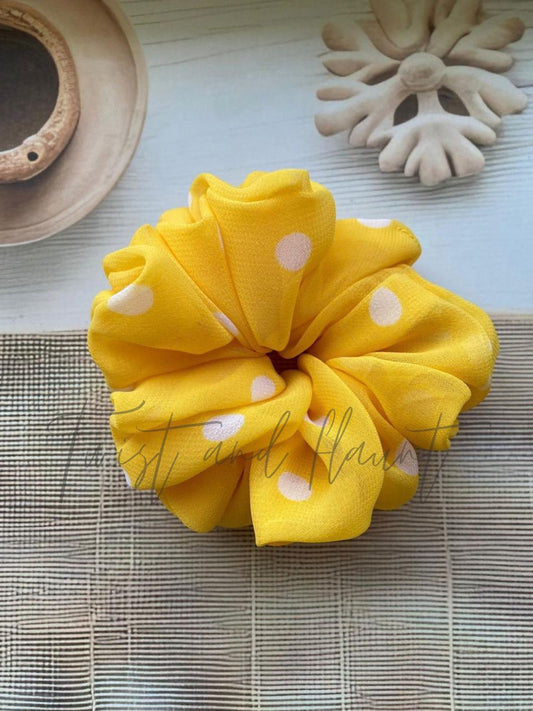 Sunny Polka Georgette Scrunchie