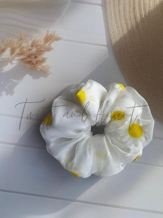 White Organza Double Layer Scrunchie